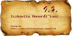 Iczkovits Honorátusz névjegykártya